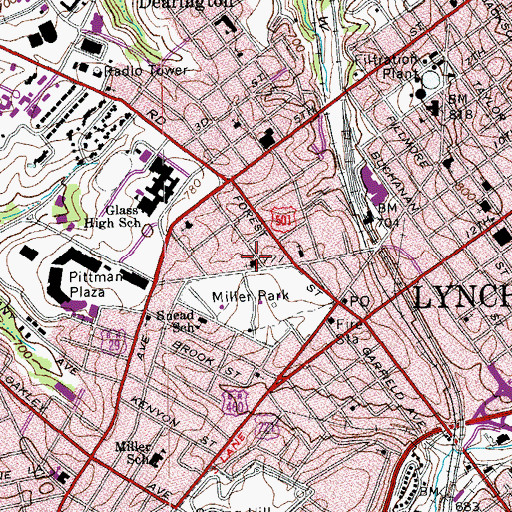 Topographic Map of Park Avenue Baptist Church, VA