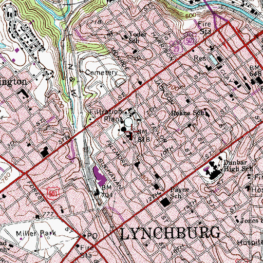 Topographic Map of Robert E Lee Elementary School, VA