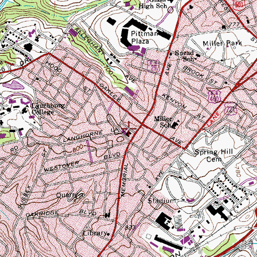 Topographic Map of West Lynchburg Baptist Church, VA