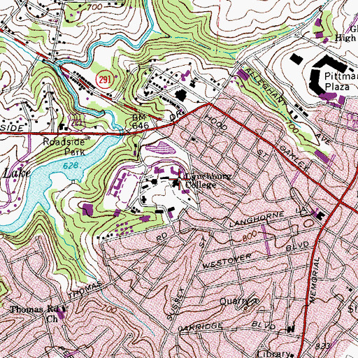 Topographic Map of Westover Hall, VA