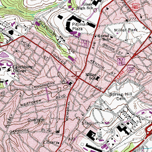 Topographic Map of Westover Shopping Center, VA