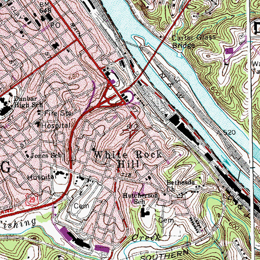 Topographic Map of White Rock Baptist Church, VA