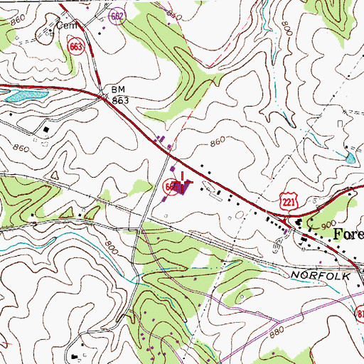 Topographic Map of Forest Shopping Center, VA