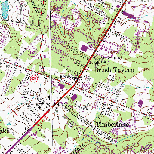 Topographic Map of Timberlake Baptist Church, VA
