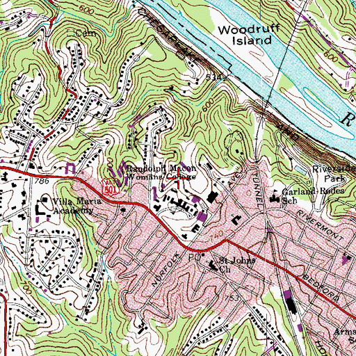 Topographic Map of Alexander W Terrell Memorial Infirmary, VA