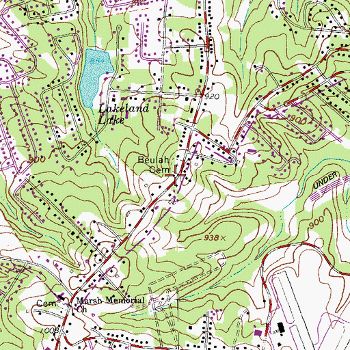Topographic Map of Beulah Church (historical), VA