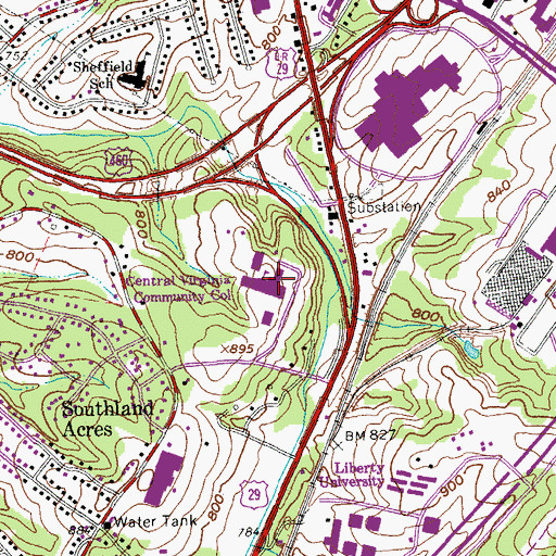 Topographic Map of Central Virginia Community College, VA