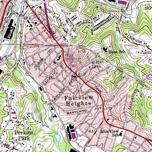 Topographic Map of Fairview United Methodist Church, VA