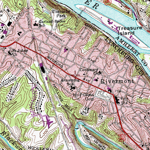 Topographic Map of Fellowship Bibleway Church, VA