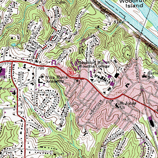 Topographic Map of First Church of Christ Scientist, VA
