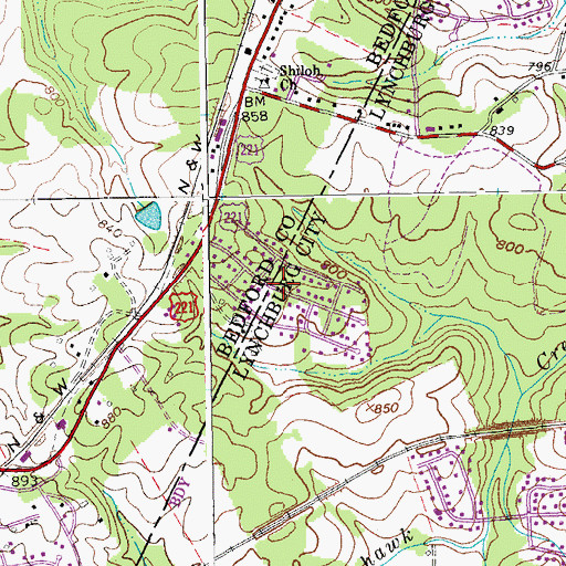 Topographic Map of Forest Dale, VA