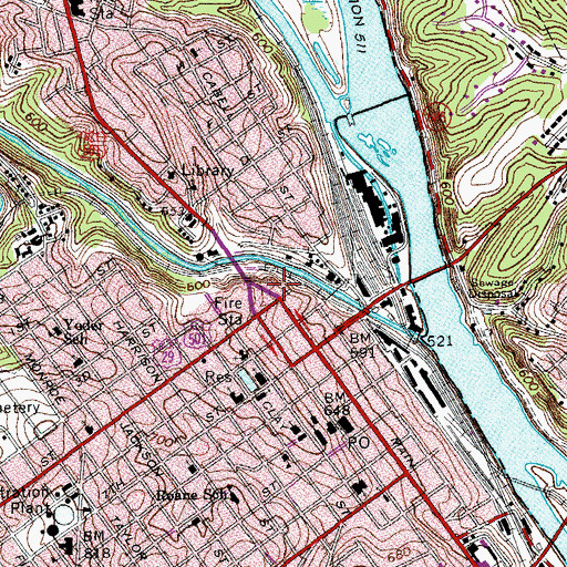 Topographic Map of Freeman House, VA