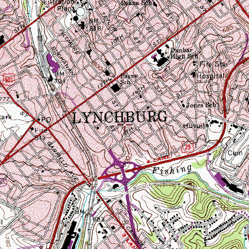 Topographic Map of Greater Peaceful Zion Baptist Church, VA
