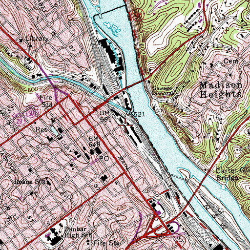 Topographic Map of Jefferson Street Tunnel, VA