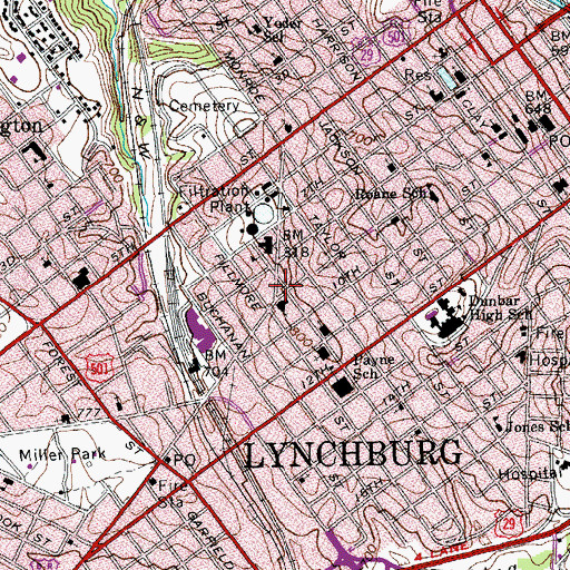 Topographic Map of John Warwick Daniel Statue, VA