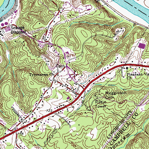 Topographic Map of Megginson School (historical), VA