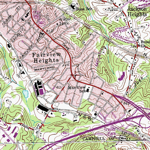 Topographic Map of Mountain View Church of God, VA