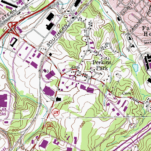 Topographic Map of Perkins Park Christian Church, VA