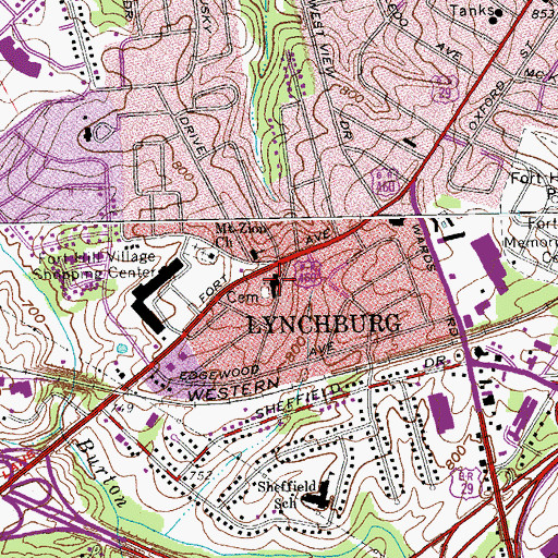 Topographic Map of Quaker Memorial Presbyterian Church, VA