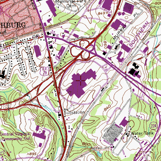 Topographic Map of River Ridge Mall Shopping Center, VA