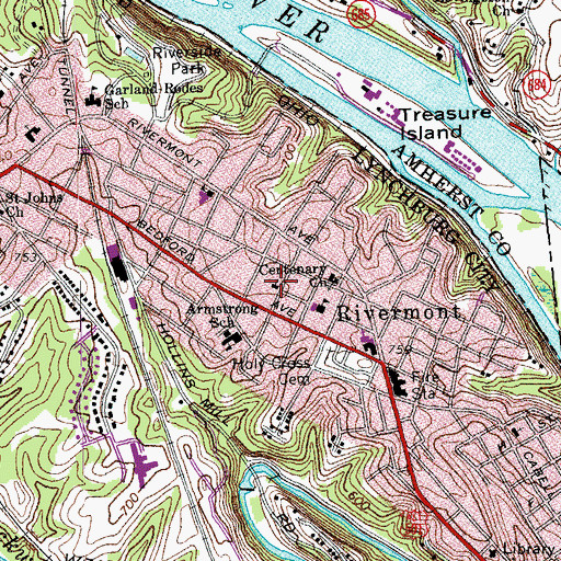 Topographic Map of Rivermont Baptist Church, VA