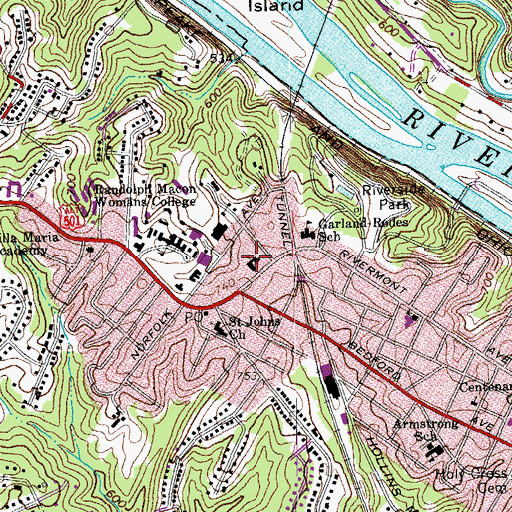 Topographic Map of Rivermont Presbyterian Church, VA