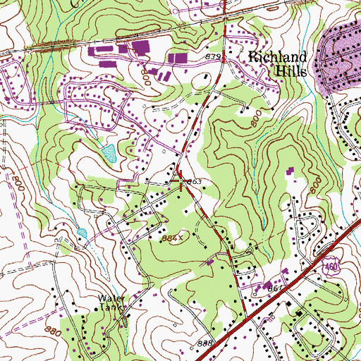 Topographic Map of Seven Hills Church of Christ, VA