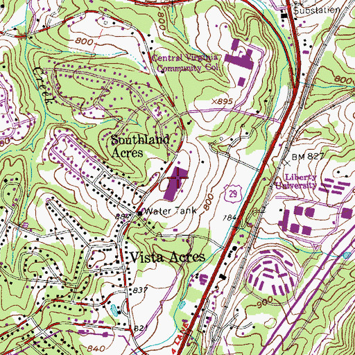 Topographic Map of Seven Hills Shopping Center, VA