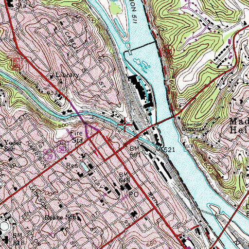 Topographic Map of Sixth Street Bridge, VA
