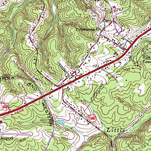 Topographic Map of Tyreanna School (historical), VA
