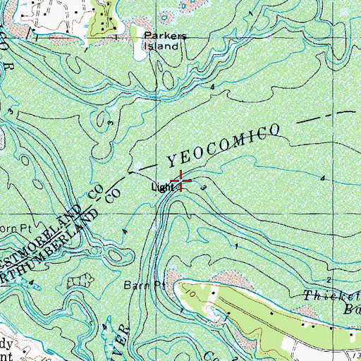 Topographic Map of Barn Point Light, VA