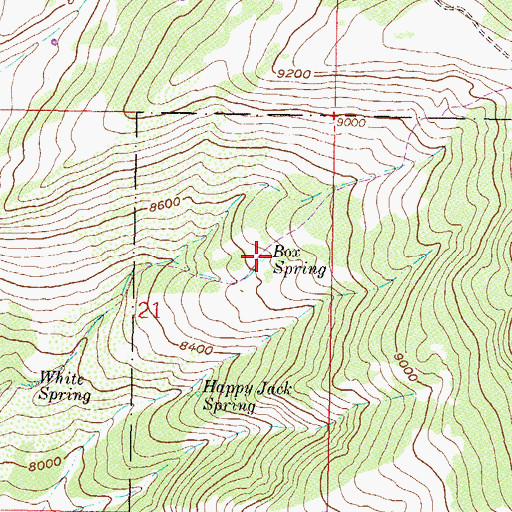 Topographic Map of Box Spring, CO