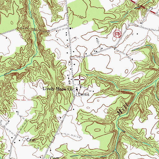 Topographic Map of Branch Chapel School (historical), VA