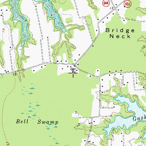 Topographic Map of Bridge Neck School (historical), VA
