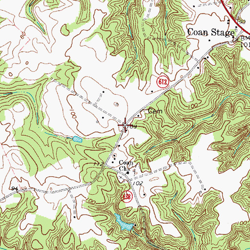 Topographic Map of Coan School (historical), VA