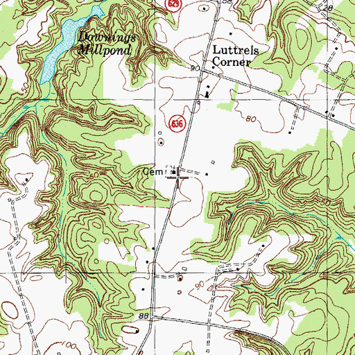 Topographic Map of Corinth Church, VA