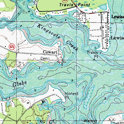 Topographic Map of Cowarts Point, VA
