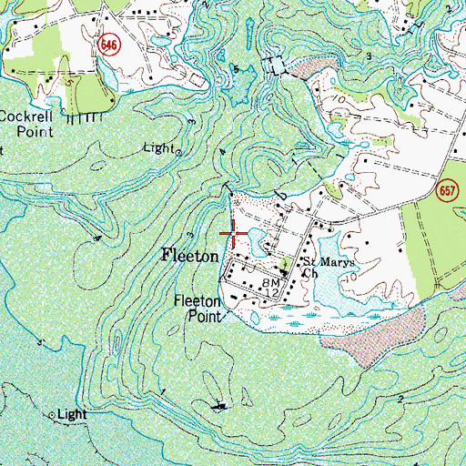 Topographic Map of Fleeton Beach, VA