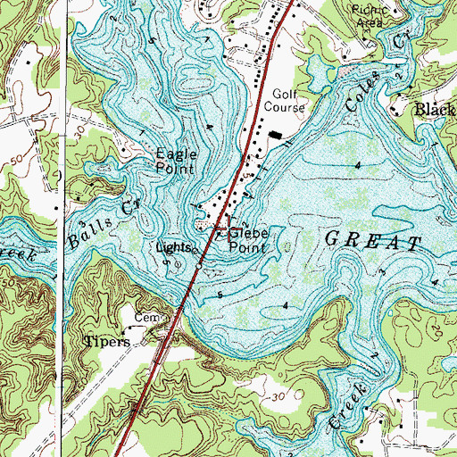 Topographic Map of Glebe Point Landing, VA