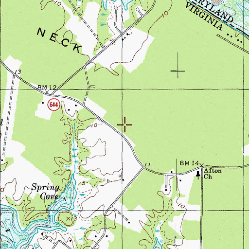 Topographic Map of Hack Neck School (historical), VA