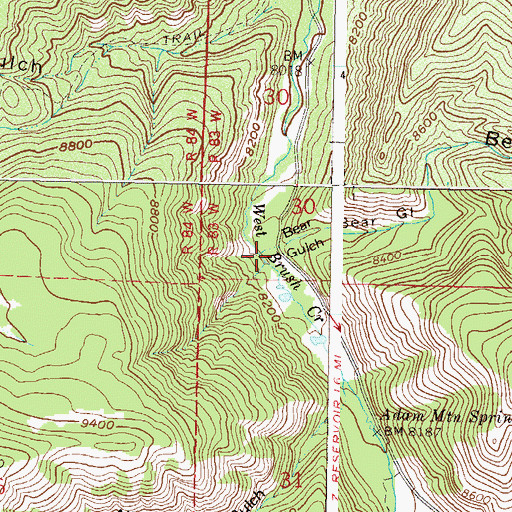 Topographic Map of Bear Gulch, CO