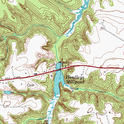 Topographic Map of Headleys Mill (historical), VA