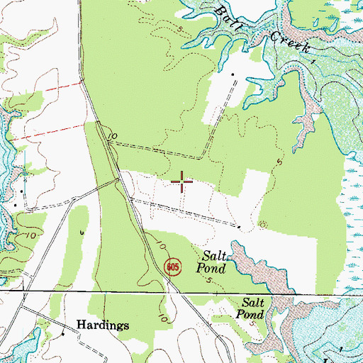 Topographic Map of Hughletts Neck, VA