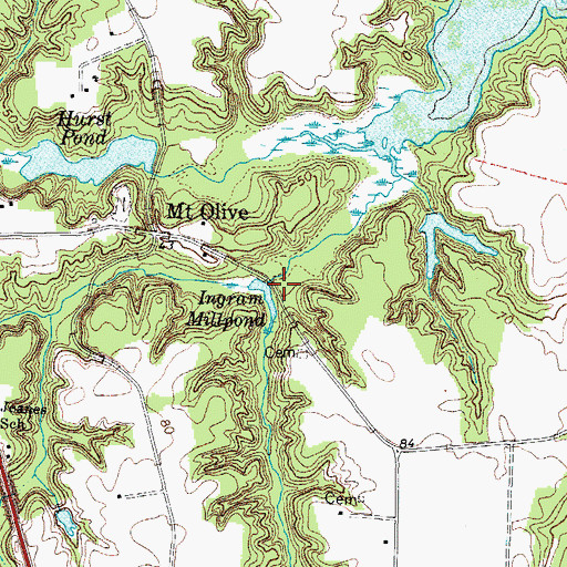 Topographic Map of Ingrams Mill (historical), VA