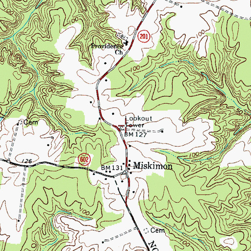 Topographic Map of Miskimon Lookout Tower, VA