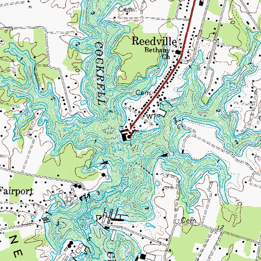 Topographic Map of Reeds Point, VA
