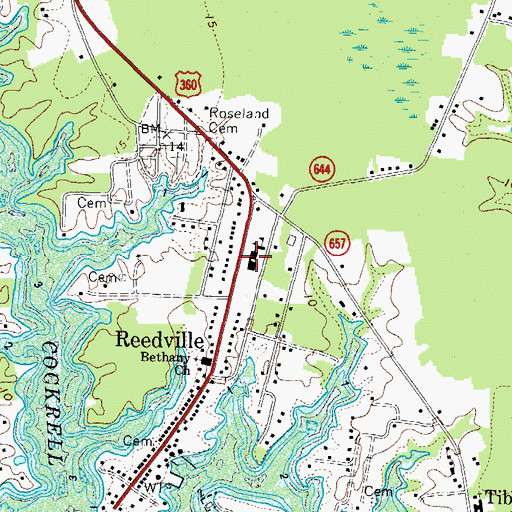 Topographic Map of Reedville High School (historical), VA