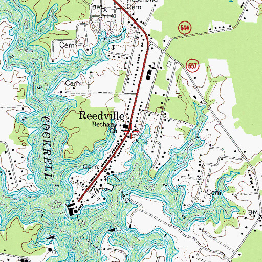 Topographic Map of Reedville Historic District, VA