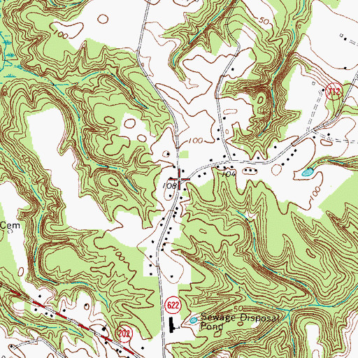 Topographic Map of Stately Oak, VA