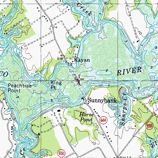 Topographic Map of Sunnybank Ferry, VA